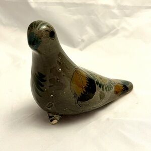 Tonala Mexican Folk Art Pottery Bird Figurine, Hand-Painted Mexico, Vintage VGUC